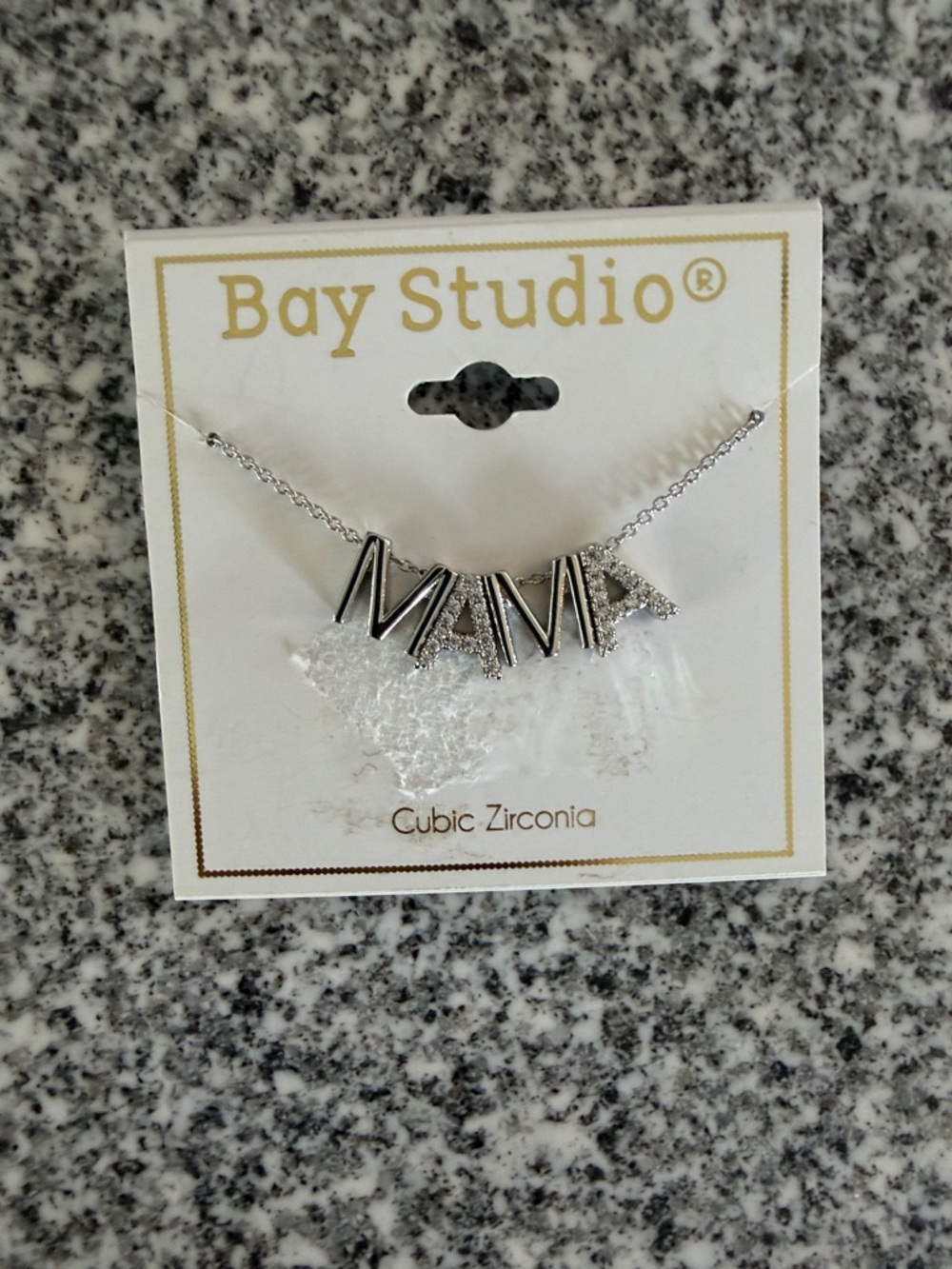 Bay Studio Silver 'MAMA' Cubic Zirconia Pendant Necklace